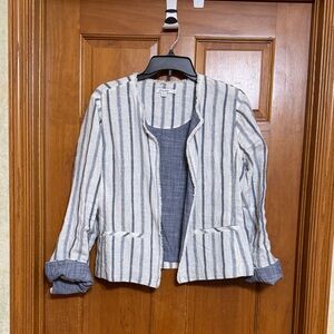 Chico's Blue and White Striped Blazer